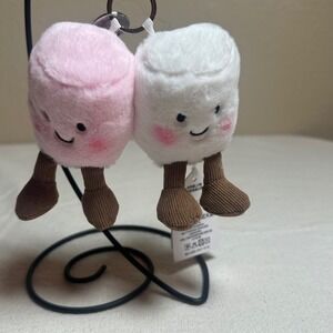 Jellycat Amuseables Pink White Marshmallow Duo Keychain Bag Charm